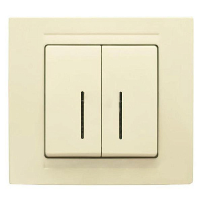 Вимикач двоклавішний Gunsan Moderna з підсвіткою 16 А 250В IP20 кремовий MD 29 12 104