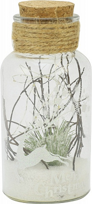 Пляшка декоративна Merry Christmas з пробкою і LED стрічкою 8х17,5 см D6827