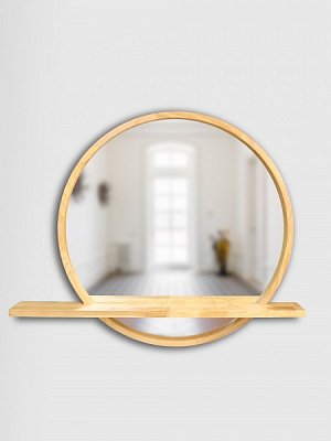 Зеркало с полкой Luxury Wood Sunset ясень натуральный D600 мм 