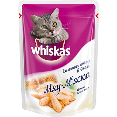 Корм Whiskas Мяу-мяско з домашньою птицею в желе 85 г