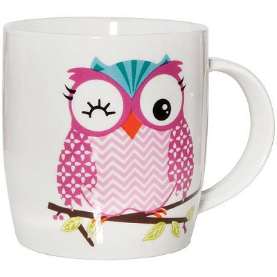 Чашка фарфоровая Keramia Сова розовая 415 мл