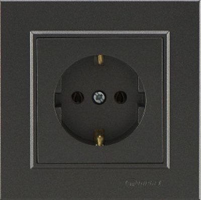 Розетка із заземленням Makel Karea без шторок без кришки димчастий
