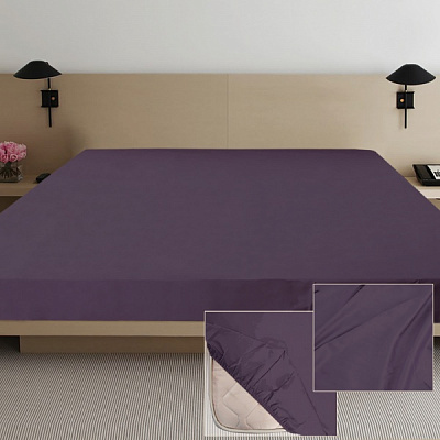 Простынь на резинке Дизайн 9 (сатин) 200x180 см сливовый Ярослав 