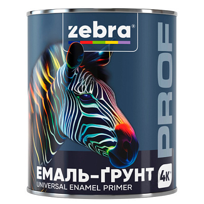 Эмаль-грунт ZEBRA PROF 091P черный мат 0,8 кг