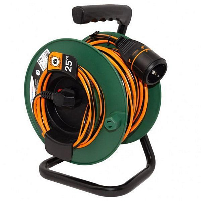 Подовжувач на котушці Electraline Electralock 3x1 мм із заземленням 1 гн. чорний із помаранчевим 25 м 49237