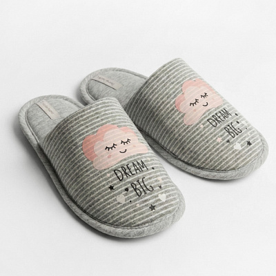 Тапки домашние Twins закрытые с наклейкой р.36/37 светло-серый