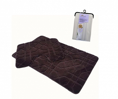 Набор ковриков Dariana Standard 60х100+60х50 см шоколадная геометрия + занавеска PEVA