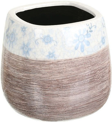 Кашпо керамічне Квітка квадратний (LJ14A5269FC) сіро-блакитний