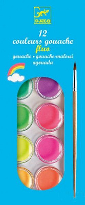 Краски акварельные Djeco 12 неоновых цветов