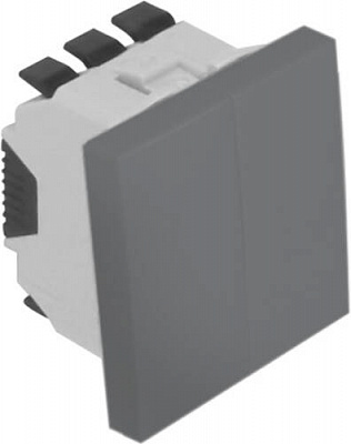 Выключатель перекрестный двухклавишный Efapel Quadro без подсветки 10 А алюминий 4605012 SAL