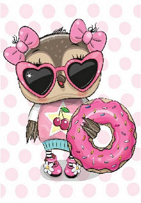 Постер Сова розовая (с пончиком) Posterclub 
