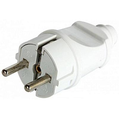 Вилка бытовая E.NEXT e.plug.straight.003.16 с заземлением 220В 16А IP20 ABS-пластик белый