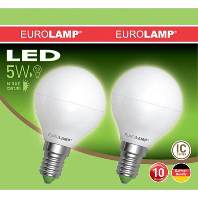 Лампа LED Eurolamp Globe 5 Вт E14 3000K теплый свет 2 шт