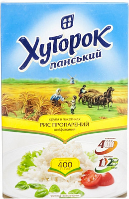 Рис ТМ Хуторок панський 400 г довгий пропарений 4820211661717
