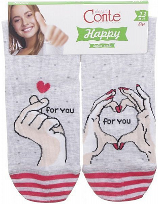 Шкарпетки Conte Happy 17С-21СП 134 р. 23 світло-сірий