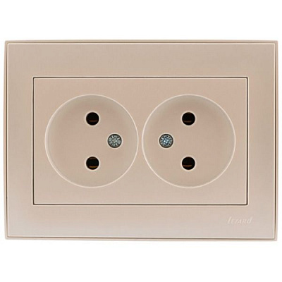 Розетка подвійна без заземлення Lezard Rain без шторок перлинно-білий 703-3030-128B