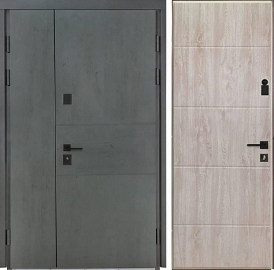Двері вхідні Булат Термо House-703 антрацит / дуб полярний 2050x1200 мм праві