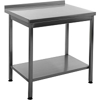 Стіл виробничий з полицею та бортиком Tehma 800x600x850 мм нержавіюча сталь