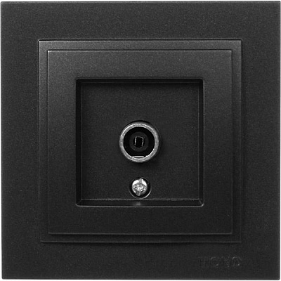 Розетка TV прохідна із заземленням Mono Despina без шторок без кришки графіт 102-202005-137