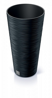 Горщик для квітів Prosperplast Furu 250 мм високий з вкладишем антрацит круглий 7,5 л (57284-433)