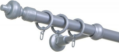 Карниз ОМіС Premium Decor Вінтаж одинарний укомплектований d28 мм 240 см сріблястий