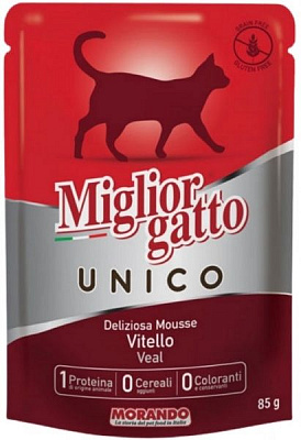 Корм Morando MigliorGatto Unico only Veal для котів, з телятиною 85 г