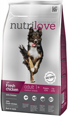 Корм NutriLove Adult Medium курка та рис 1,6 кг
