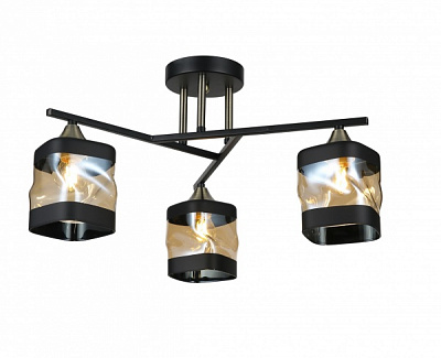 Люстра потолочная WunderLicht 3x60 Вт E27 черный с золотом OM1611-43 