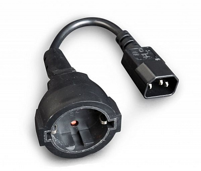 Адаптер Cablexpert 0,15 м чорний (PC-SFC14M-01) C14 male to Schuko female, із заземленням, 3х0,75 мм