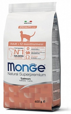 Корм Monge Cat Nat. Adult Salmone, 400 гр