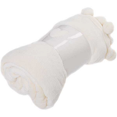Плед микрофибра Underprice Pompom молочный 140x180 см