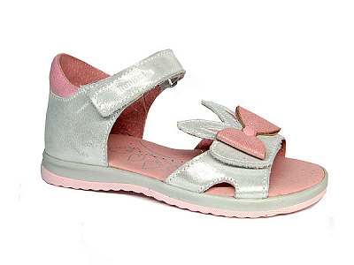 Босоніжки для дівчаток RenBut шкіряні на липучках з бантом р.34 срібний 31-4421^-1172-34