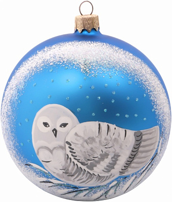 Шар стеклянный d100 Сова 100 мм синий