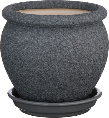Горшок керамический Ориана-Запорожкерамика Вьетнам №4 шелк круглый 1,5л серый (011-4-072) 