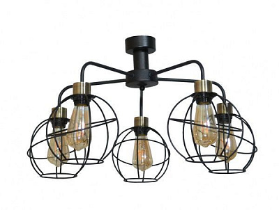 Светильник потолочный Геотон 0578/5 5x60 Вт E27 черный/бронза 48850 