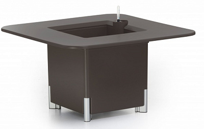 Горщик пластиковий Mondum Медітеранео 40x45x36 см (ніжки срібні/чорні) квадратний 36 л сірий