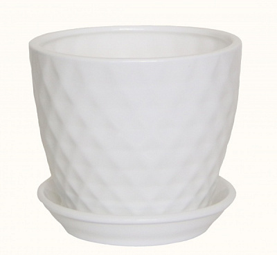 Горшок керамический Ориана-Запорожкерамика Ромб новый №3 глянец фигурный 2 л белый (073-03-001) 