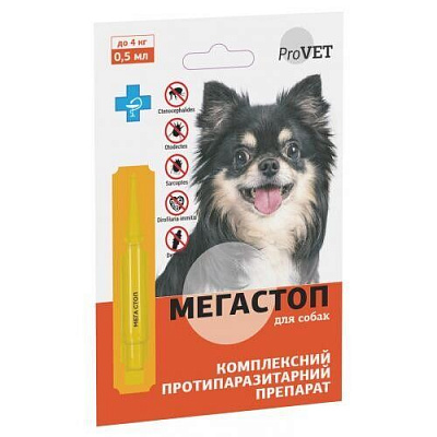 Краплі ProVET Мегастоп для собак вагою до 4 кг x 0,5 мл PR241745