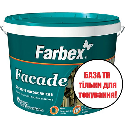 Краска акриловая Farbex фасадная база TR мат 10л 12кг 