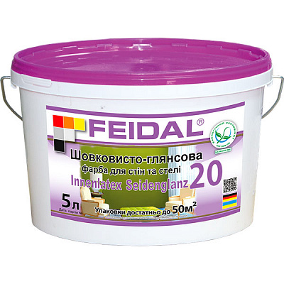 Фарба акрилова Feidal Innenlatex Seidenglanz 20 шовковистий глянець білий 1л
