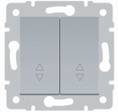 Механизм выключателя проходной двухклавишный HausMark Stelo без подсветки серебро 501-4388-106