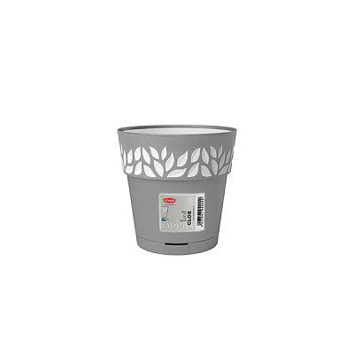 Горшок пластиковый Stefanplast Opera Cloe круглый 1,5 л серый/белый (94023) 
