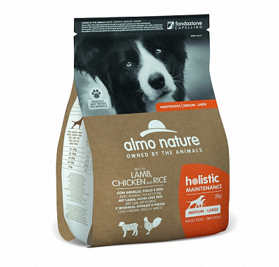 Корм для собак середніх та великих порід  Almo Nature Holistic Dog з ягням, куркою і рисом, 2 кг