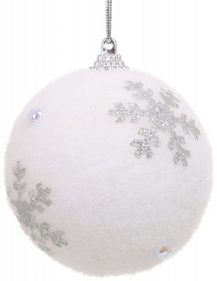 Шар новогодний Shunda пенопластиковый 80 мм бело-серебряный SDA213480WS