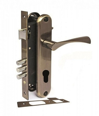 Замок врезной с ручками цилиндровый Apecs 2223-AB 85 мм бронзовый без петель