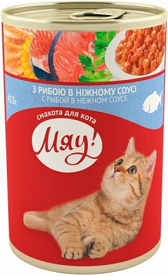 Корм Мяу с рыбой в нежном соусе 415 г