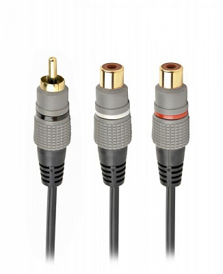 Кабель Cablexpert 0,2 м чорний (CCAP-RCAM2F-0.2M) стерео аудіо, 1 x RCA-тюльпан / 2 x RCA-тюльпан