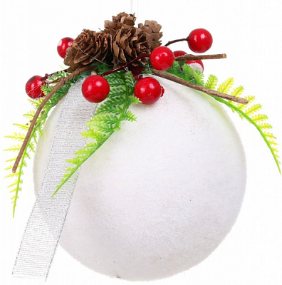 Куля новорічна з декором HF20H0112 d 120 мм білий