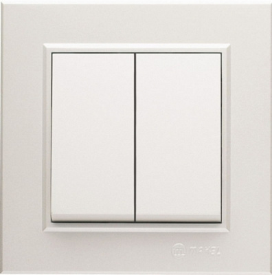 Выключатель двухклавишный Makel Karea без подсветки жемчуг 56100003