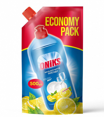 Средство для ручного мытья посуды ONIKS Лимон (дой-пак) 0,5л